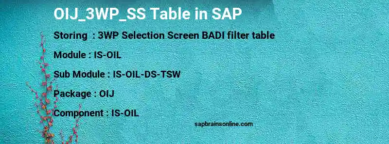 SAP OIJ_3WP_SS table