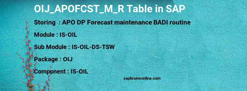 SAP OIJ_APOFCST_M_R table