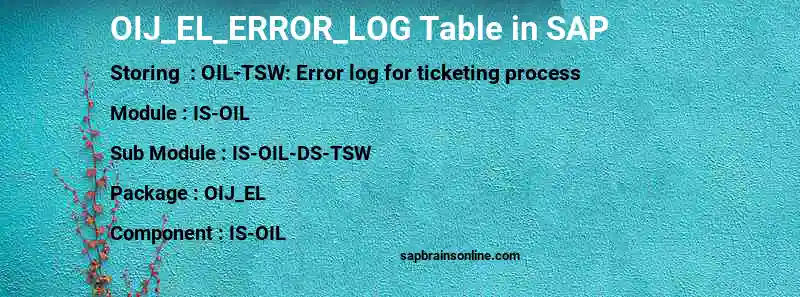 SAP OIJ_EL_ERROR_LOG table