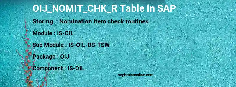 SAP OIJ_NOMIT_CHK_R table