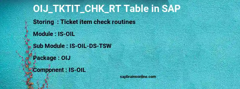 SAP OIJ_TKTIT_CHK_RT table