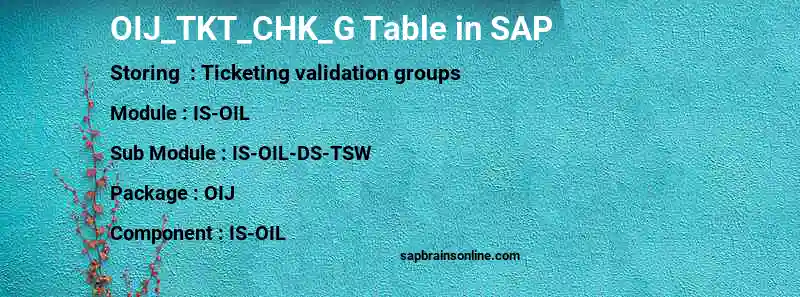 SAP OIJ_TKT_CHK_G table