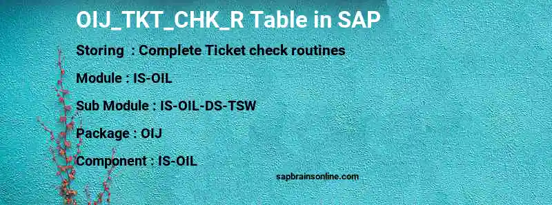 SAP OIJ_TKT_CHK_R table