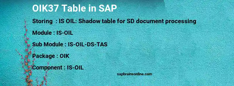 SAP OIK37 table