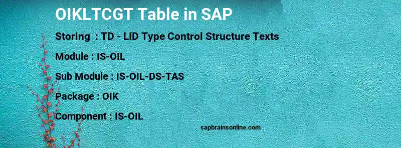 SAP OIKLTCGT table