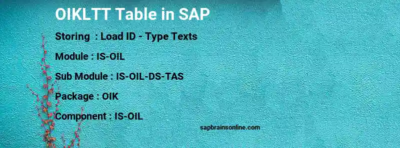 SAP OIKLTT table