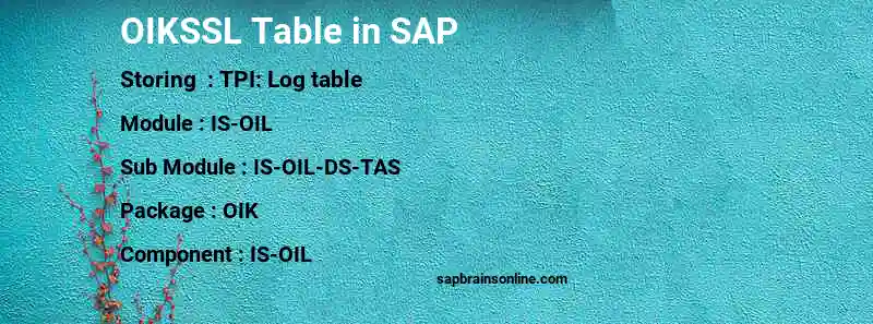 SAP OIKSSL table
