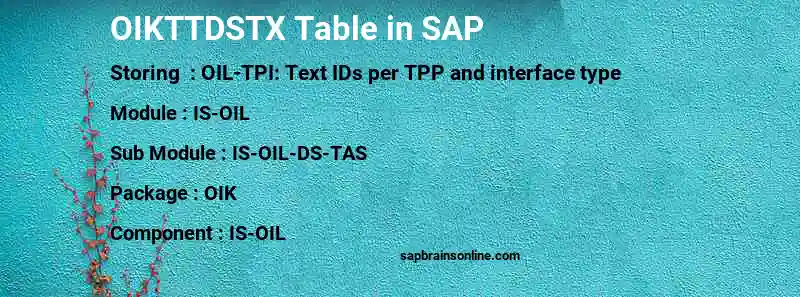SAP OIKTTDSTX table