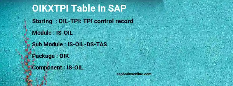 SAP OIKXTPI table