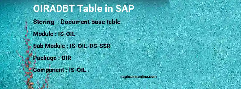 SAP OIRADBT table