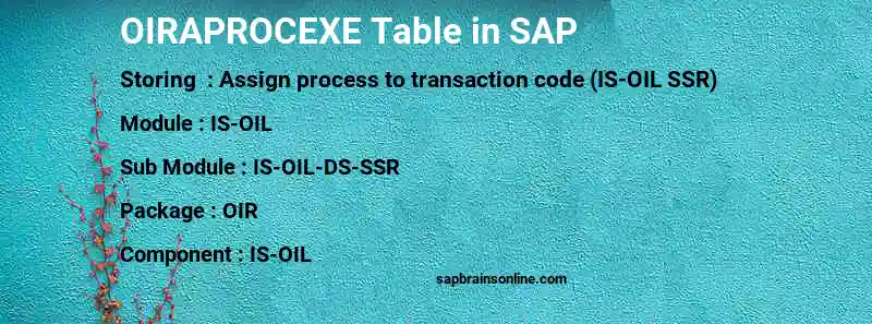 SAP OIRAPROCEXE table