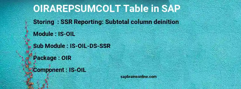 SAP OIRAREPSUMCOLT table