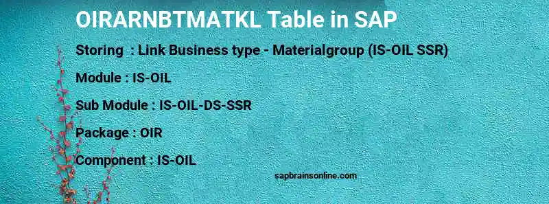 SAP OIRARNBTMATKL table