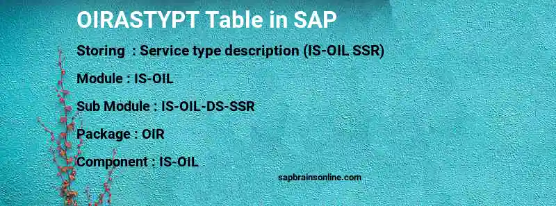 SAP OIRASTYPT table