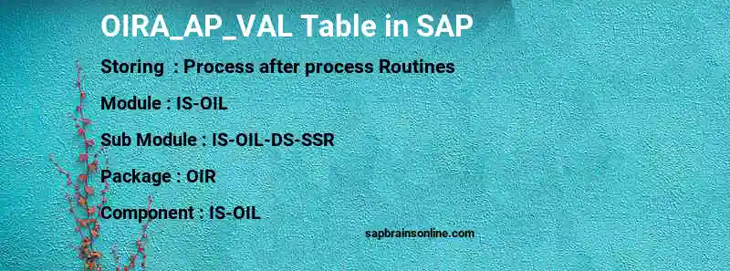 SAP OIRA_AP_VAL table