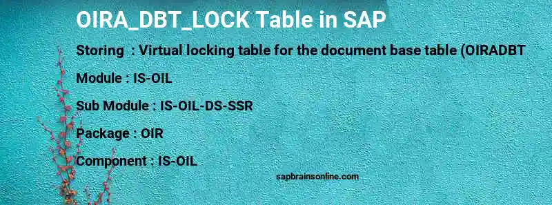 SAP OIRA_DBT_LOCK table