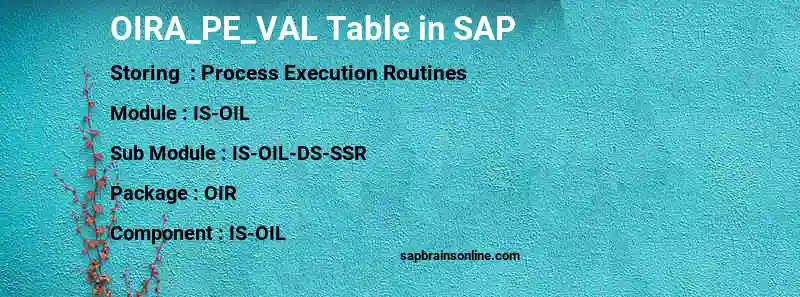 SAP OIRA_PE_VAL table
