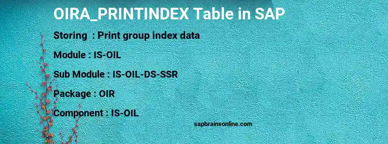 SAP OIRA_PRINTINDEX table