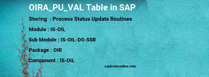 SAP OIRA_PU_VAL table
