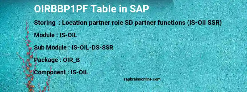 SAP OIRBBP1PF table