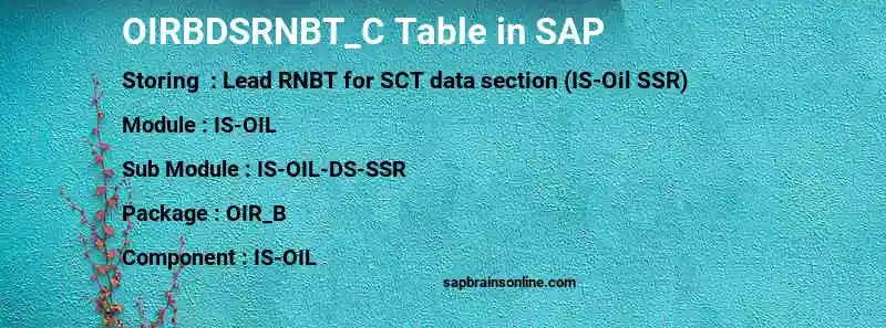 SAP OIRBDSRNBT_C table