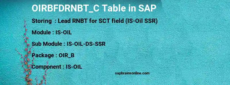SAP OIRBFDRNBT_C table