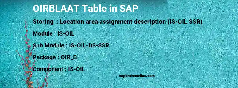 SAP OIRBLAAT table