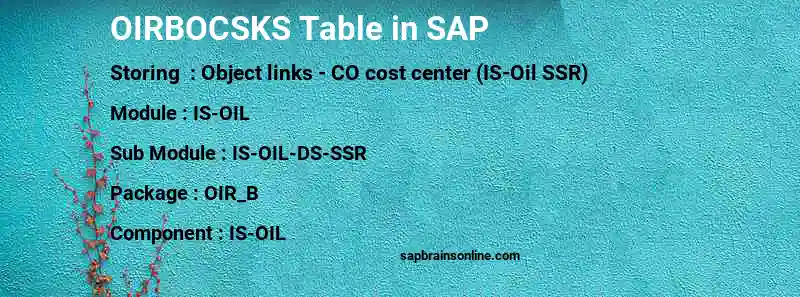 SAP OIRBOCSKS table