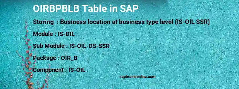 SAP OIRBPBLB table
