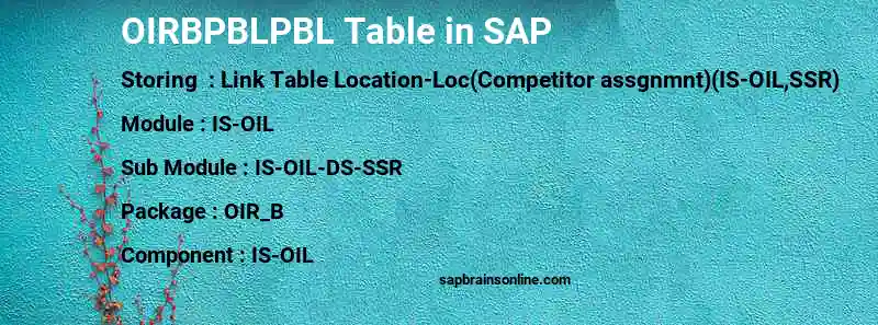 SAP OIRBPBLPBL table