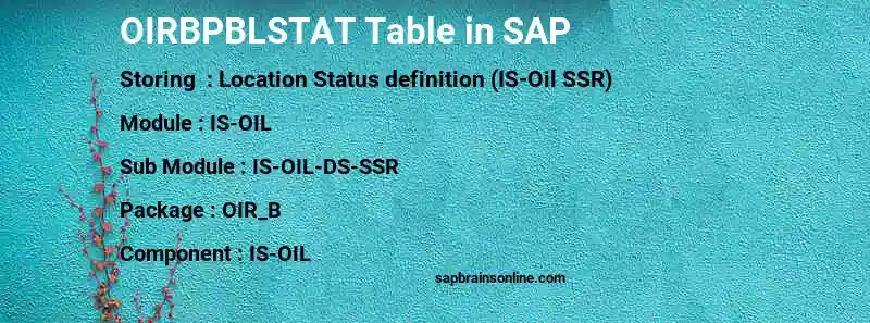 SAP OIRBPBLSTAT table