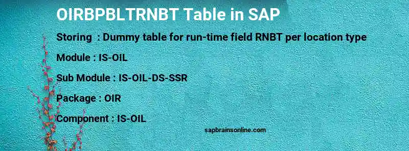 SAP OIRBPBLTRNBT table