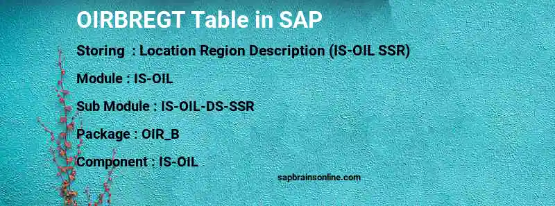 SAP OIRBREGT table