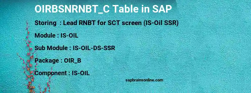 SAP OIRBSNRNBT_C table
