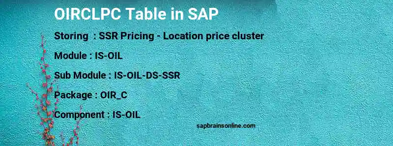 SAP OIRCLPC table
