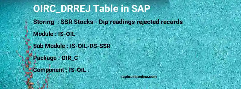 SAP OIRC_DRREJ table
