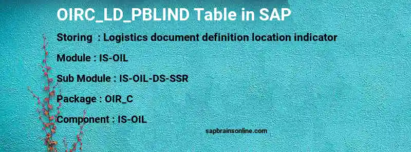SAP OIRC_LD_PBLIND table
