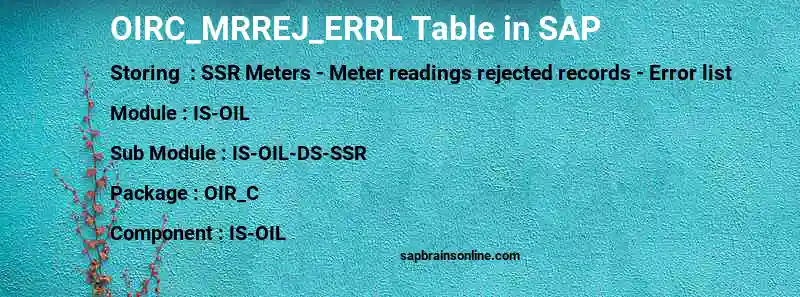 SAP OIRC_MRREJ_ERRL table