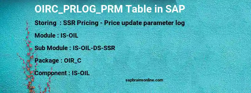 SAP OIRC_PRLOG_PRM table