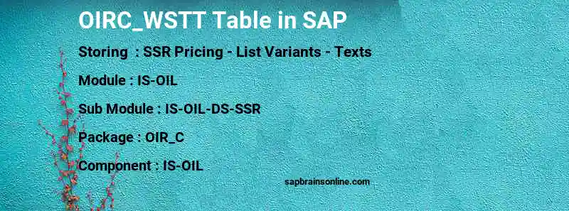 SAP OIRC_WSTT table