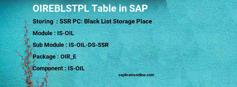 SAP OIREBLSTPL table