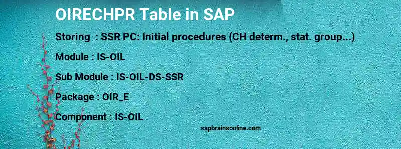 SAP OIRECHPR table
