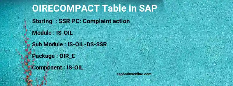 SAP OIRECOMPACT table