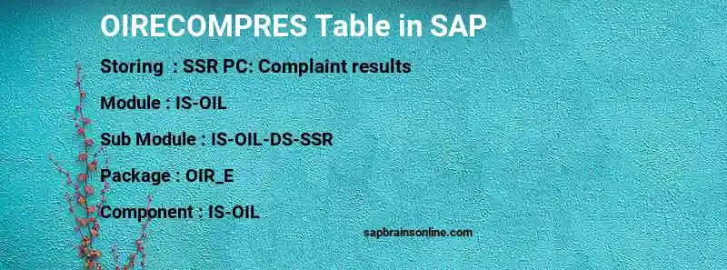 SAP OIRECOMPRES table