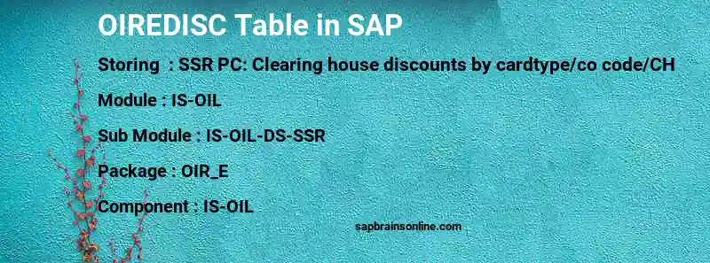 SAP OIREDISC table