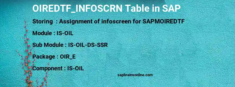 SAP OIREDTF_INFOSCRN table