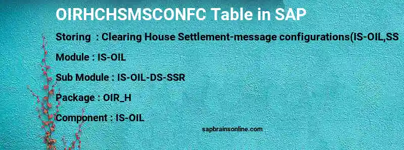 SAP OIRHCHSMSCONFC table
