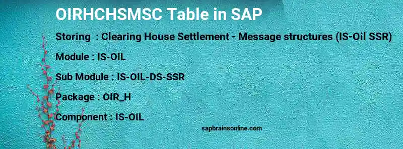 SAP OIRHCHSMSC table