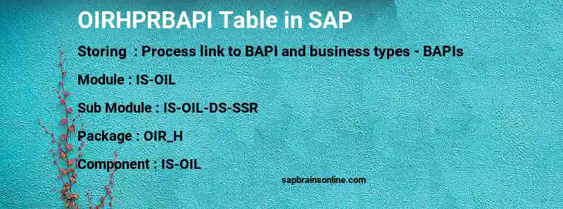 SAP OIRHPRBAPI table