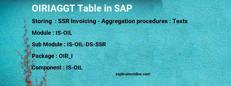 SAP OIRIAGGT table